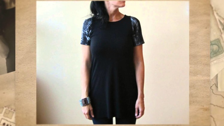 Women's Black Tunic Top with Painted Detail
