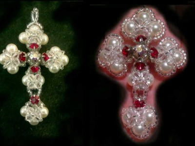 Beading4perfectionists : Victorian cross made with Swarovski and miyuki beads tutorial