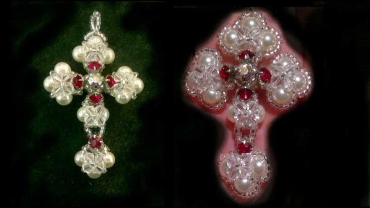 Beading4perfectionists : Victorian cross made with Swarovski and miyuki beads tutorial