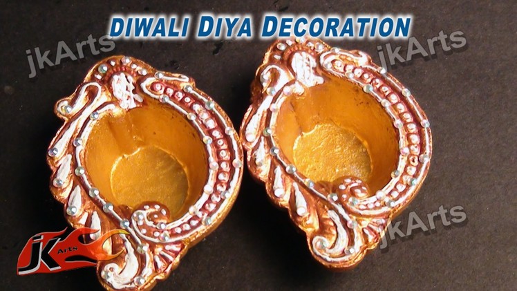 DIY How to color and decorate Diwali Diya -  JK Arts 346