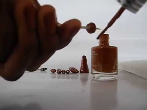 How to paint Paper Beads with nail polish -Tutorial