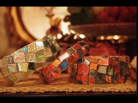 Mosaic bracelet from Old Cd's and Water Bottle . 
