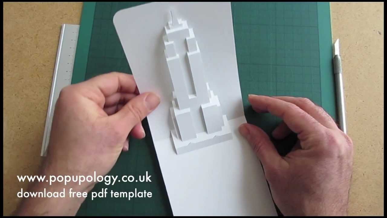 Pop Up Empire State Building Card Tutorial - Origamic Architecture For Free Pop Up Card Templates Download