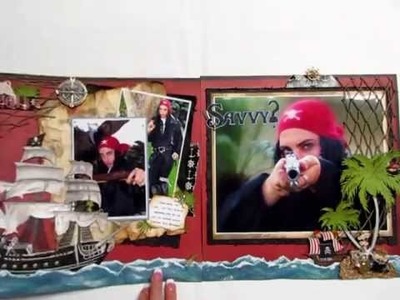 Scrapbooking: Two Page Pirates of the Caribbean Layout (12x24) with Techniques