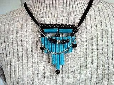 TURQUOISE PAPER BEAD STATEMENT NECKLACE, HOW TO DIY, jewelry mak