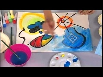 Crafts for Kids: Miro Inspired Surrealist Watercolor Resist Painting