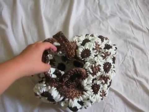 Crochet Flower Purse Brown and White