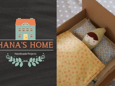 Hana's Home Homemade Project #4: Doll's Cardboard Bed, Blanket & Pillow; cute bed, blanket & pillow!