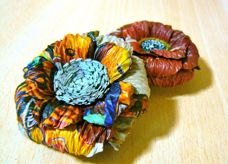 How to Make News Paper Corsage. Recycling Crafts