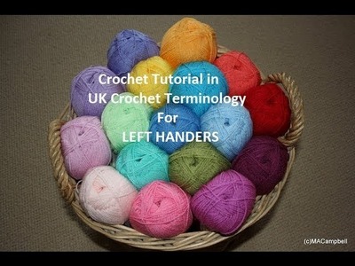 Learn to Double Crochet in UK Terminology in STRAIGHT edges LEFT HANDED