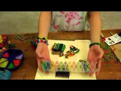 Various rubber band crafts and bracelets using Rainbow Loom®