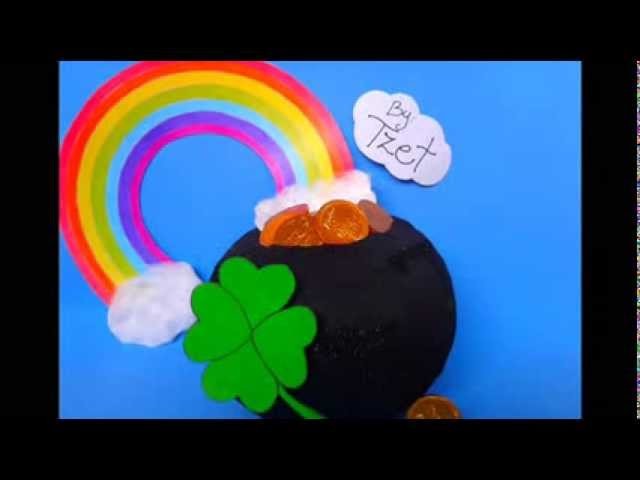 DIY. Paper Mache Gold Pot St. Patricks Day ♥ Manualidades. Papel Mache Olla de la Suerte