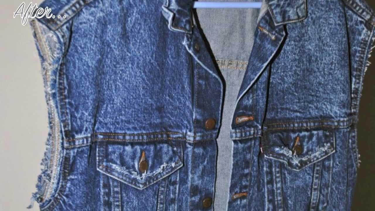 DIY Turn your denim jacket into a denim vest and fray it