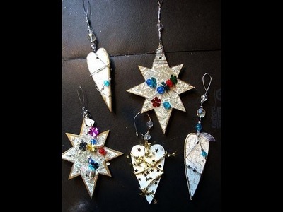Glitzy Christmas ornaments from cereal box, recycle, reuse, repurpose, diy holiday ornament