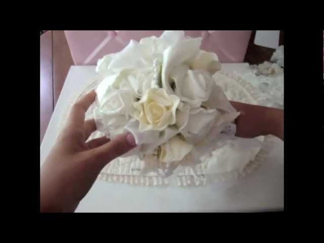 Rose Bouquet Using my Vintage Wedding Dress & Dollar Tree Roses