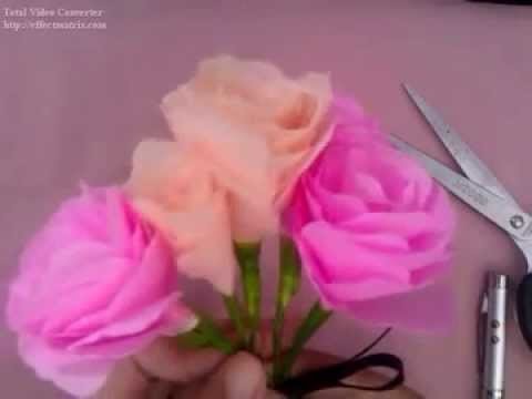 How to make tissue paper flowers : Tissue paper roses (easy tutorial)