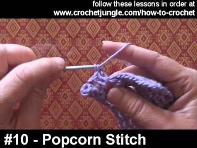 #10 How to work a popcorn stitch in crochet tutorial LEFT HANDED