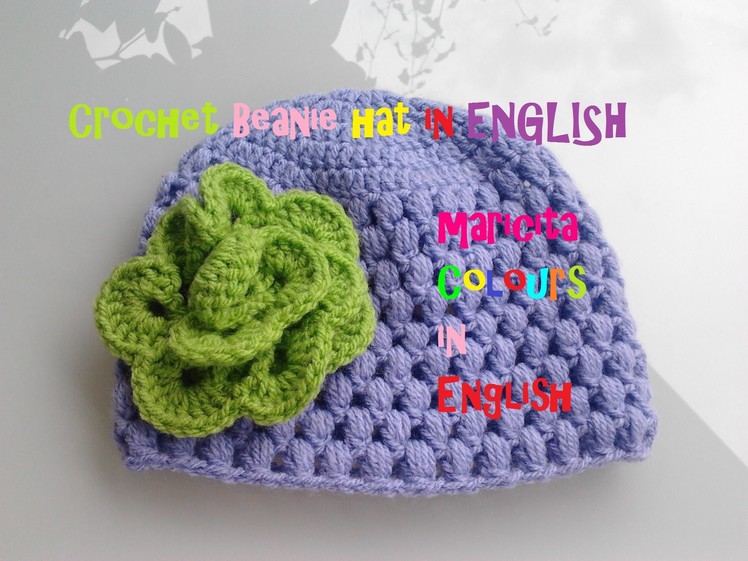 Crochet in ENGLISH Baby Beanie Hat "Lila" (Part 2) all sizes Audio in English