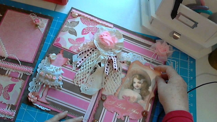 Scrapbookgiggles Shabby Chic Scrapbook Pages 2 page layout Girl Pages Pink