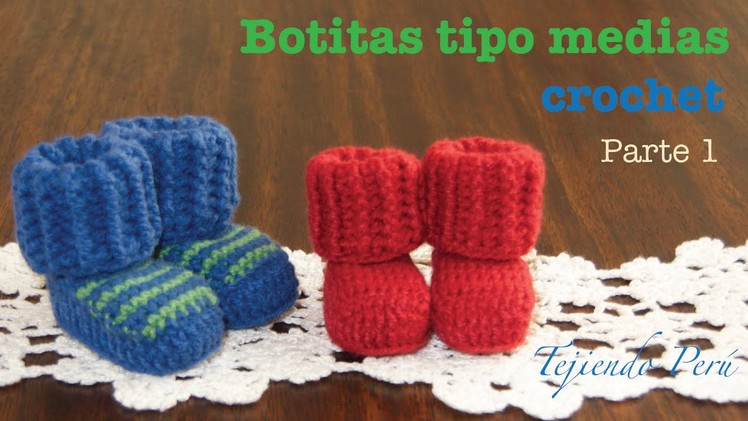 Botas tipo medias tejidas a crochet para bebes (Parte 1)
