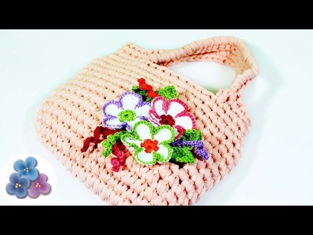 Como Hacer un Bolso de Trapillo con Flores de Crochet XXL Ganchillo Totora DIY Pintura Facil