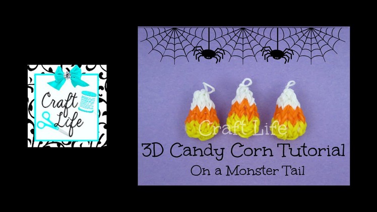 Craft Life 3D Mini Candy Corn Charm Tutorial on a Rainbow Loom Monster Tail ~ Halloween