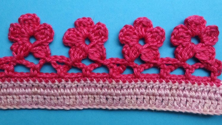 Crochet border Кайма цветочки вязание крючком 336