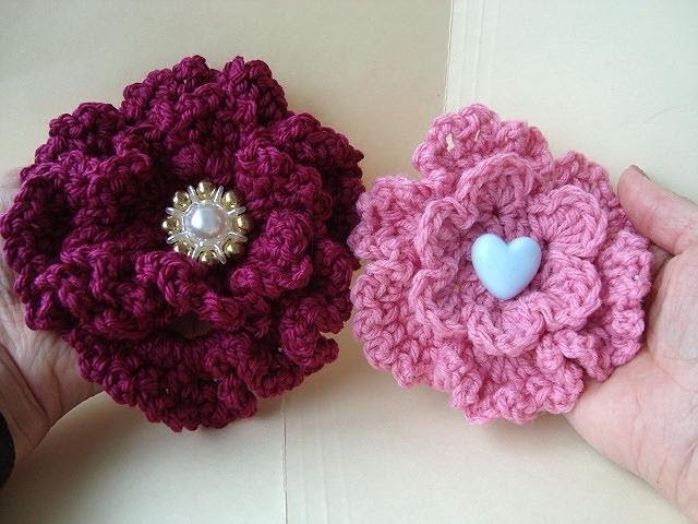 CROCHET FLOWER # 12, How to crochet a Ruffled Rose, 5 inch flower