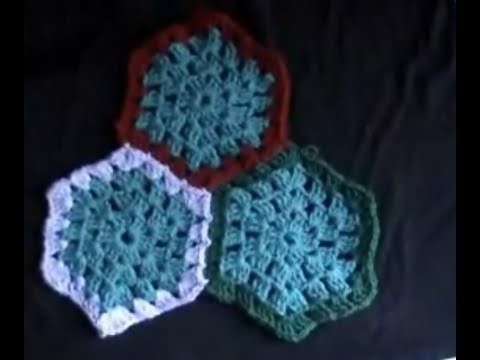 Crochet Hexagon Granny Part 1 of  5  - Tutorial includes joining