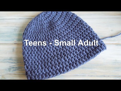 (crochet) How To - Crochet a Simple Beanie for Teens - Small Ladies Size (20"-22")