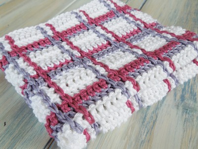 (Crochet) How To - Crochet Tartan Plaid Wash Cloths