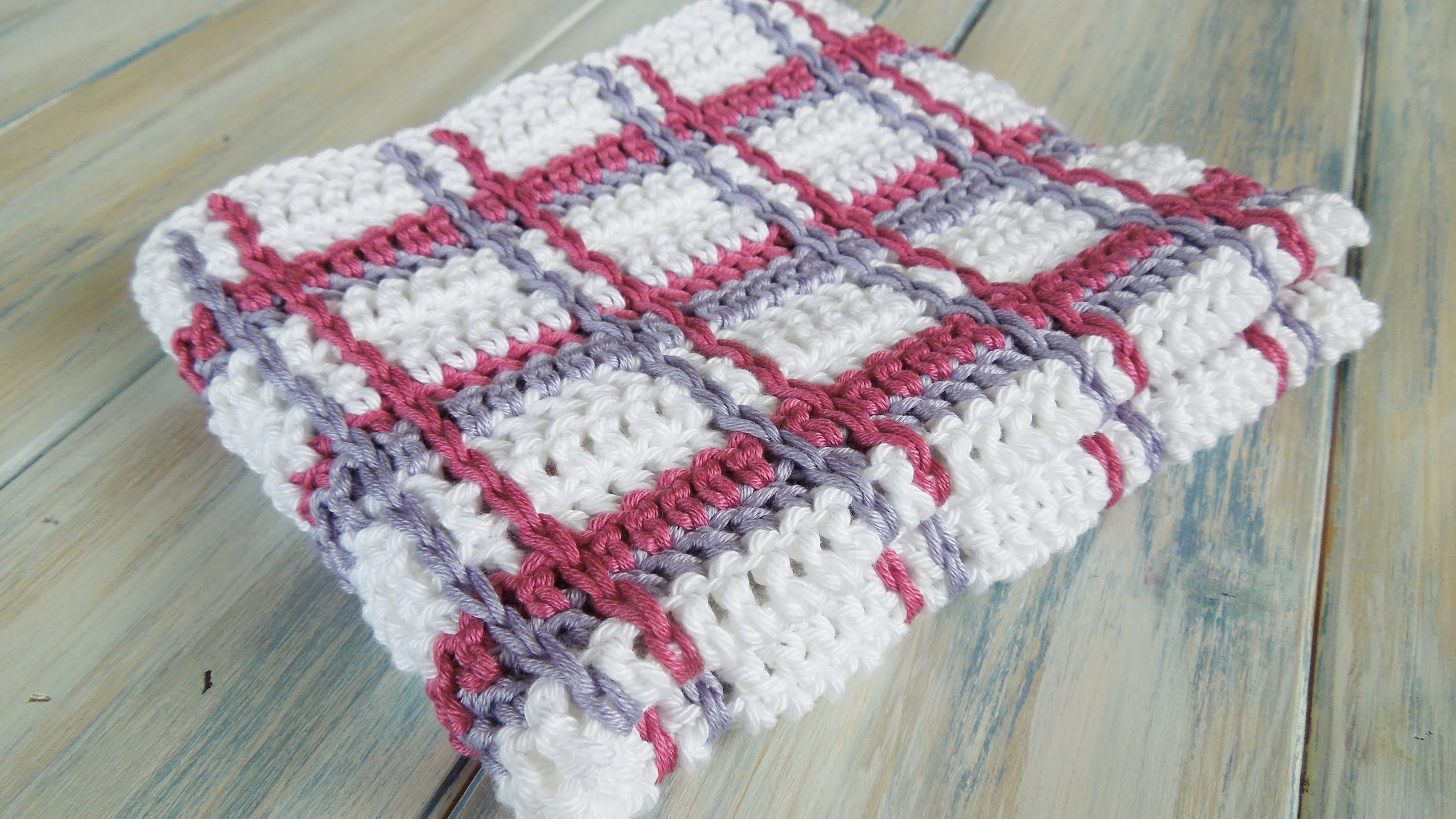 (Crochet) How To Crochet Tartan Plaid Wash Cloths