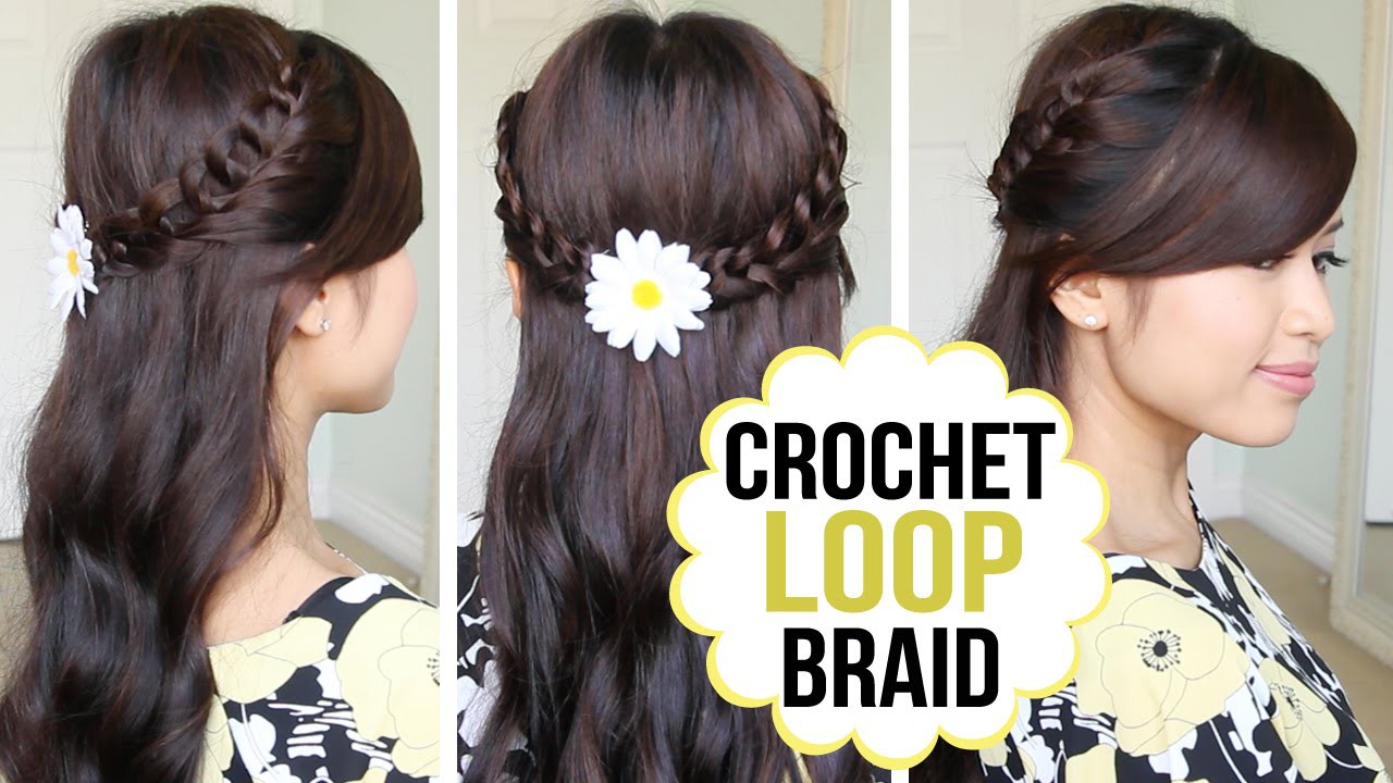 Crochet Loop Braid Hair Tutorial, Half Updo Prom Hairstyle
