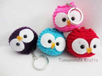 Crochet  owl ornament.Key chain tutorial