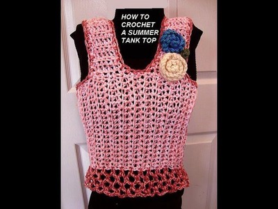 CROCHET PATTERN, PINK SUMMER TANK TOP, how to diy, make it any size, baby to plus size