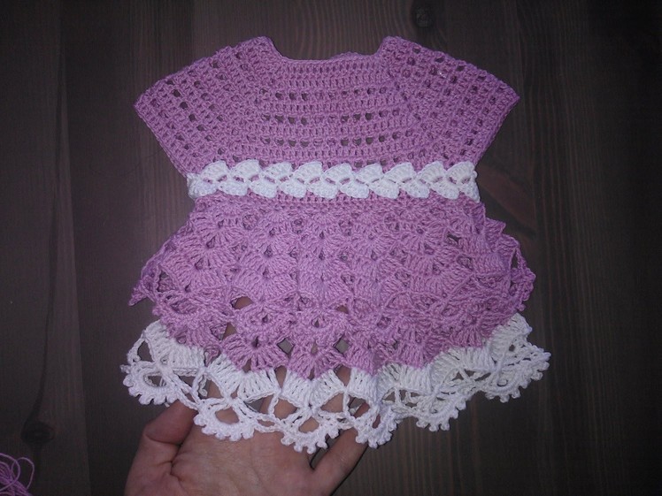 Детское платье туника крючком с рюшами  Crochet Little Dress Tutorial