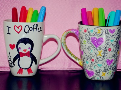DIY Cup decoration with sharpies