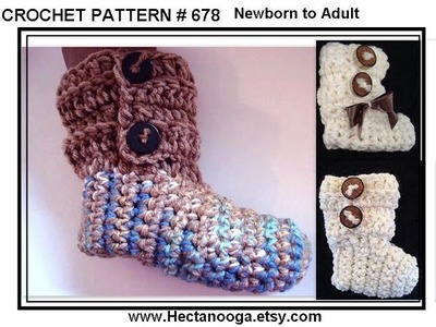 DIY How to crochet BUTTONED CUFF SLIPPERS OR BOOTIES