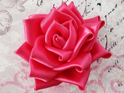 DIY Satin ribbon rose, satin ribbon flower tutorial,how to,kanzashi