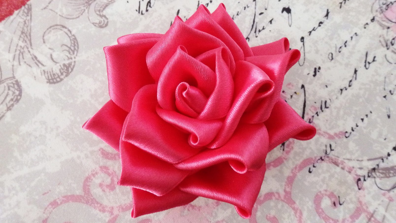 DIY Satin ribbon rose, satin ribbon flower tutorial,how to,kanzashi