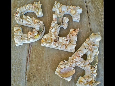 DIY Seashell Covered Letters with rhinestones