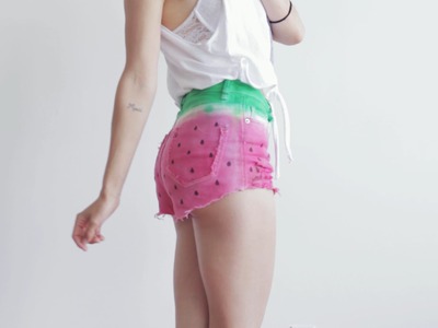 DIY Watermelon shorts - DIY fabric dye tutorial