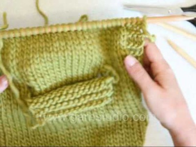 DROPS Knitting Tutorial: How to knit a pocket - on inside