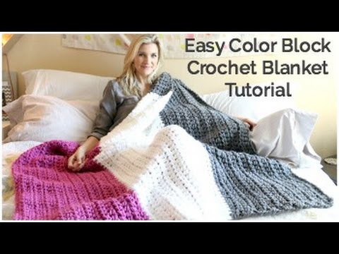 Easy Color Block Crochet Blanket