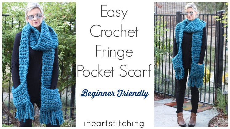 Easy Crochet Pocket Fringe Scarf