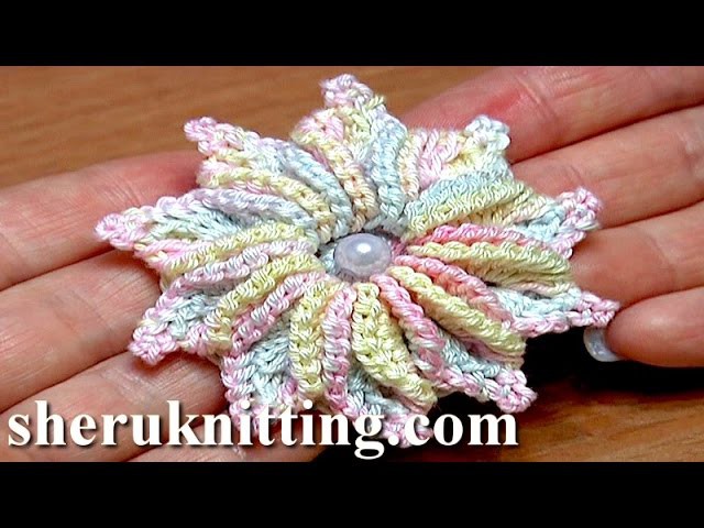 How to Crochet 3D 10-Petal Flower Tutorial 47 Fleur au crochet