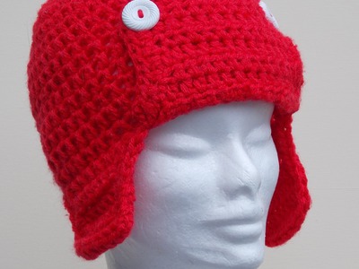 How to Crochet a Aviator Hat. Hat with Earflaps - Preemie to Adult size