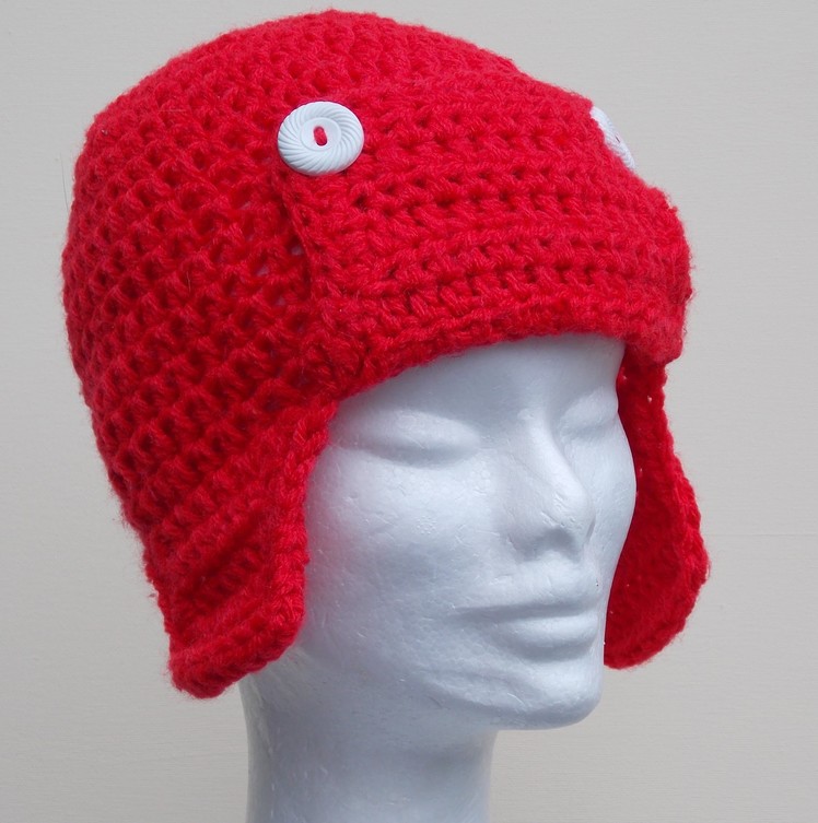 How to Crochet a Aviator Hat. Hat with Earflaps - Preemie to Adult size