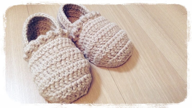 How to crochet a slippers (1.3) ルームシューズの編み方 by meetang