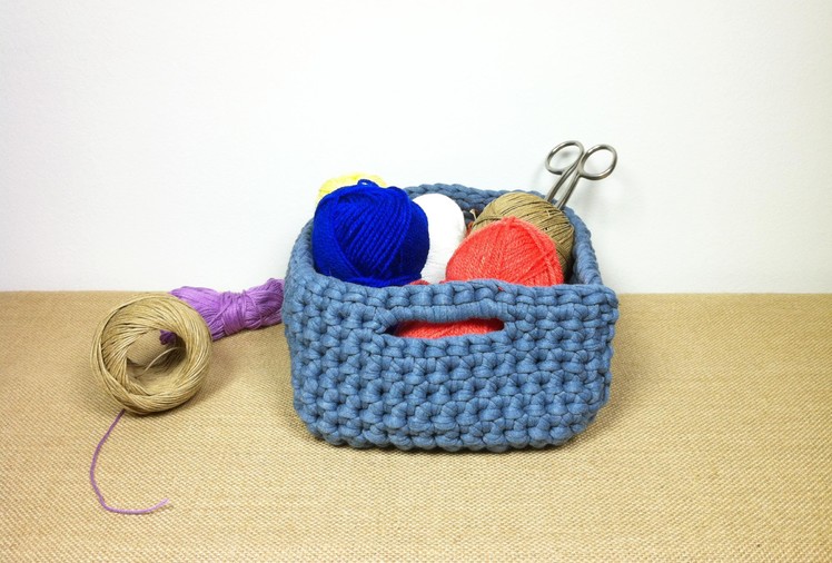 How to Crochet a T-shirt Yarn Basket (DIY Tutorial)